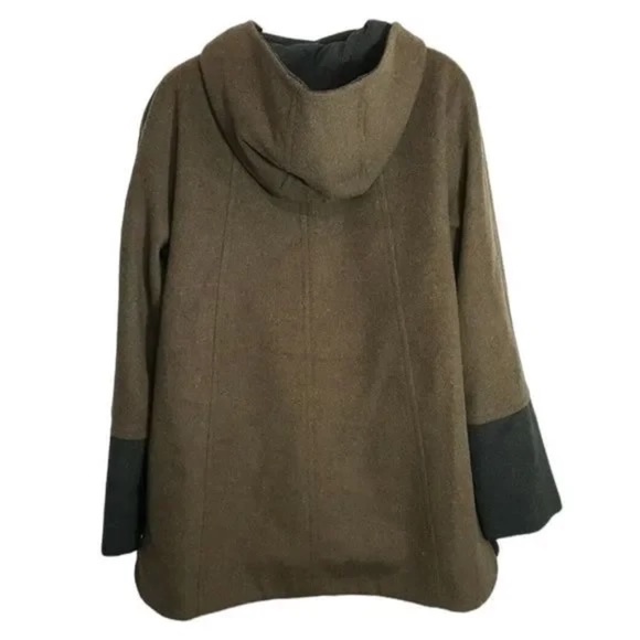 Ellen Tracy Winter Wool Coat with Hood Full Zip Brown  Sz 14 - Picture 3 of 11